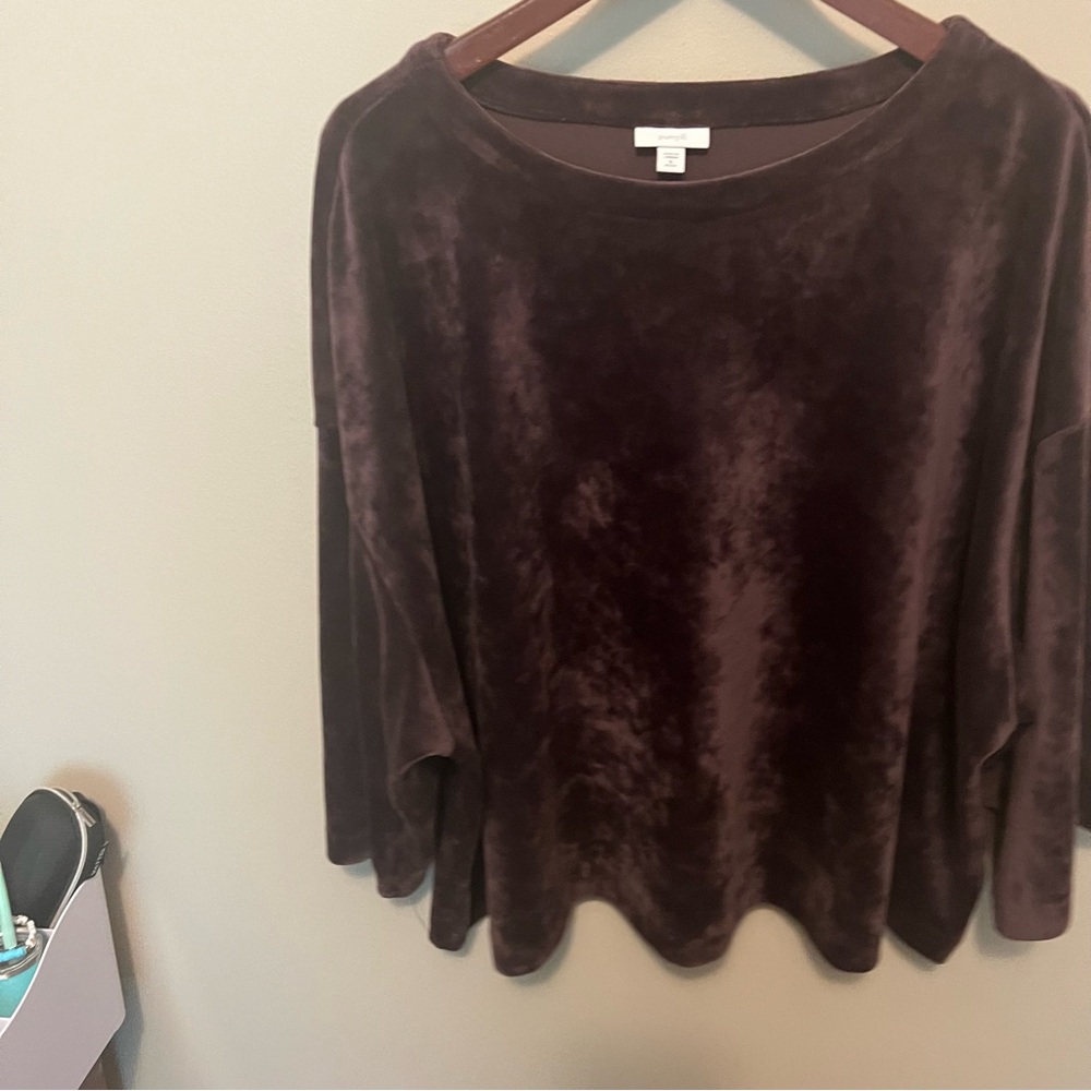 J Jill pure Jill  Velvety velour Top Rich Purple soft dropped shoulder size XL - Picture 4 of 7